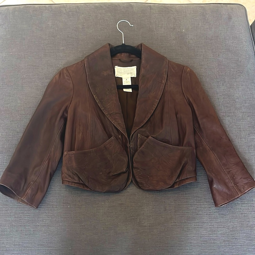 Yaya Women’s Cropped Leather Jacket
